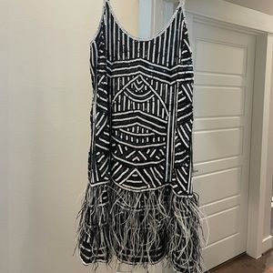 Parker Sequin & Feather Dress
